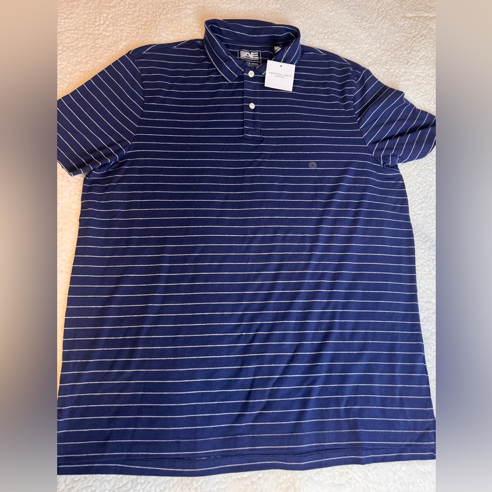 NWT American Eagle Outfitters Navy Striped Polo